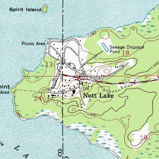 Topographic Map of Nett Lake, MN
