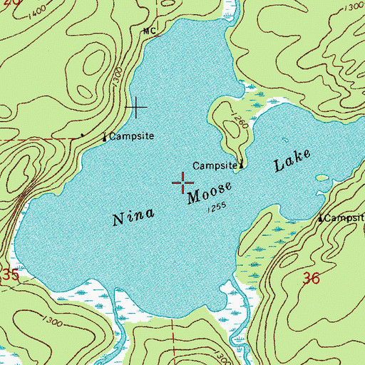 Topographic Map of Nina Moose Lake, MN