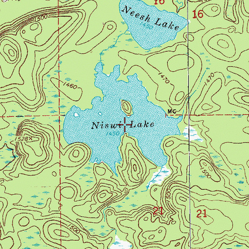Topographic Map of Nisswi Lake, MN