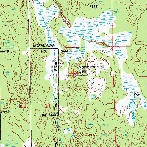 Topographic Map of Normanna Cemetery, MN