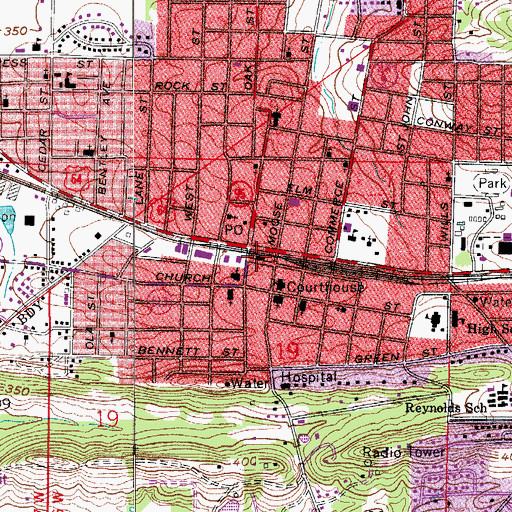 Topographic Map of Morrilton Railroad Station, AR