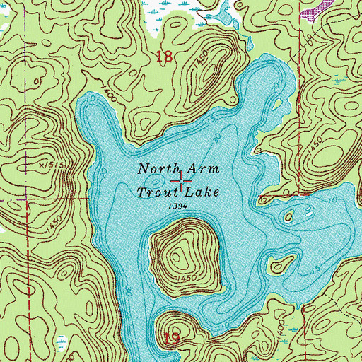 Topographic Map of North Arm Trout Lake, MN