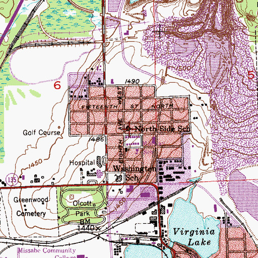 Topographic Map of North Side School, MN