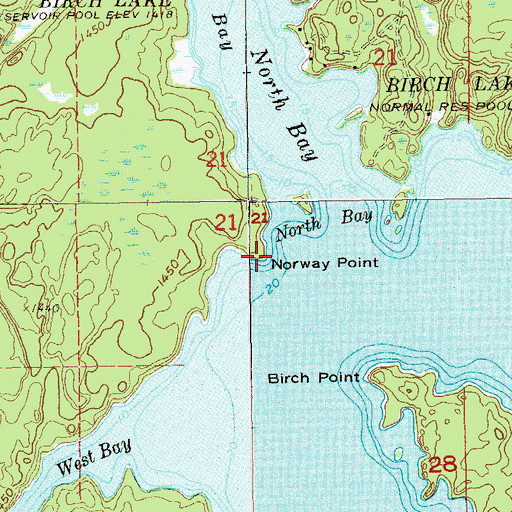 Topographic Map of Norway Point, MN