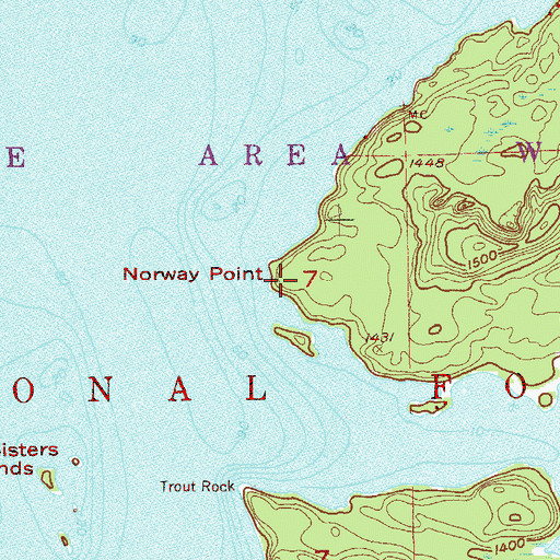 Topographic Map of Norway Point, MN