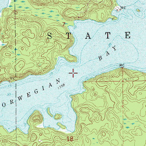 Topographic Map of Norwegian Bay, MN