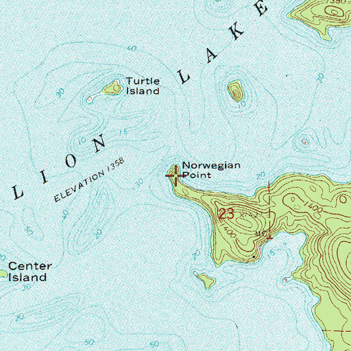 Topographic Map of Norwegian Point, MN