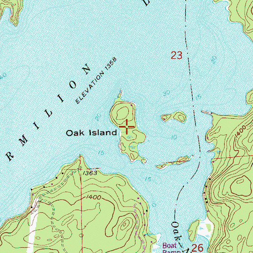 Topographic Map of Oak Island, MN