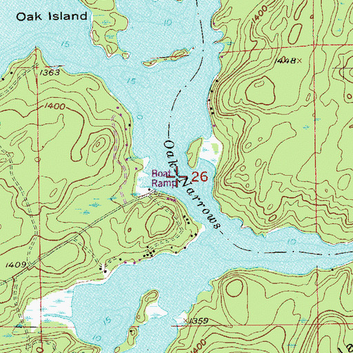 Topographic Map of Oak Narrows, MN