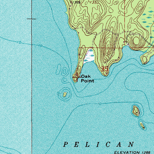 Topographic Map of Oak Point, MN