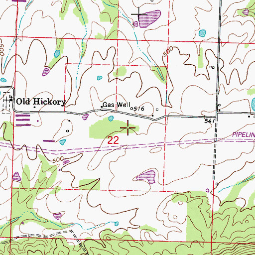 Topographic Map of Old Hickory Gas Field, AR