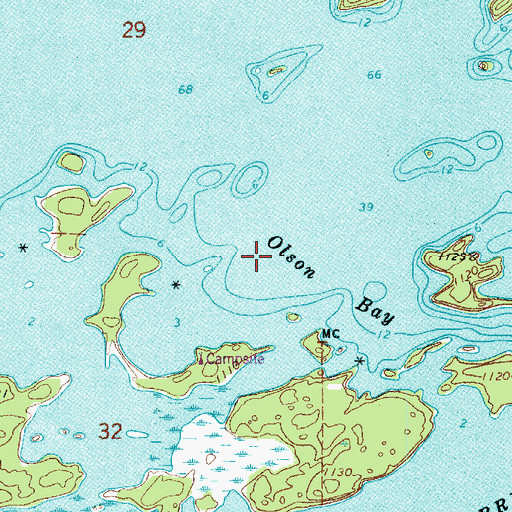 Topographic Map of Olson Bay, MN