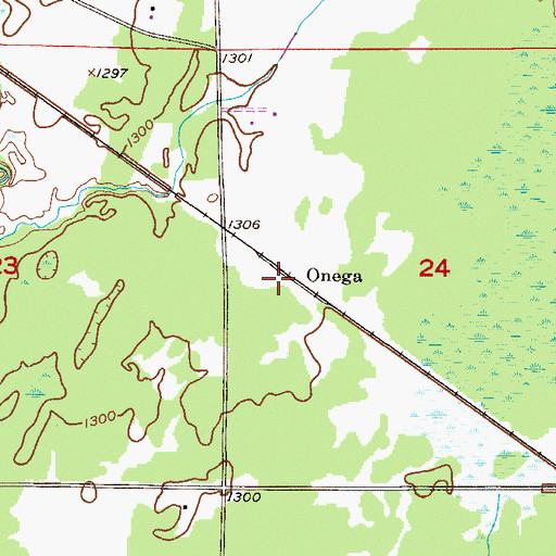 Topographic Map of Onega, MN