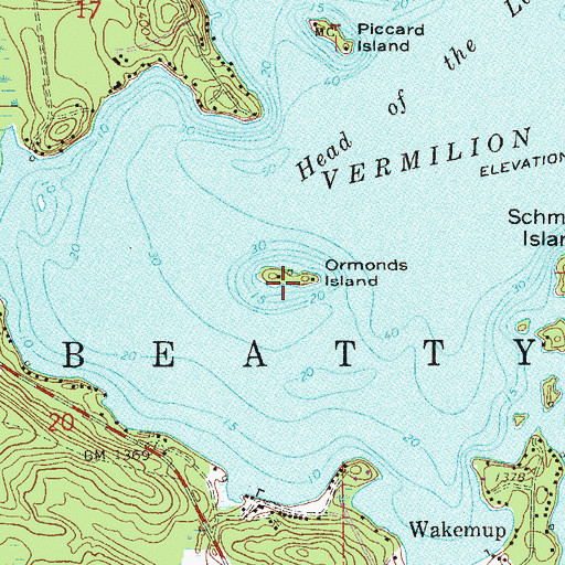 Topographic Map of Ormonds Island, MN