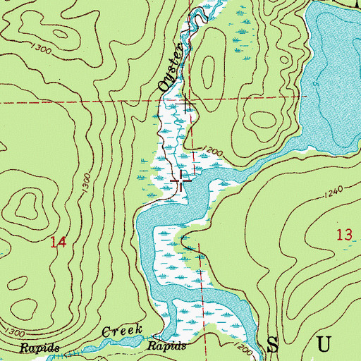 Topographic Map of Oyster River, MN