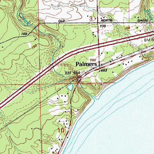 Topographic Map of Palmers, MN