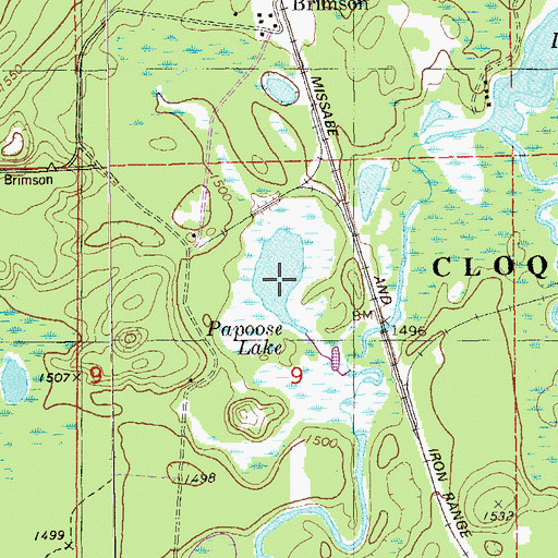 Topographic Map of Papoose Lake, MN