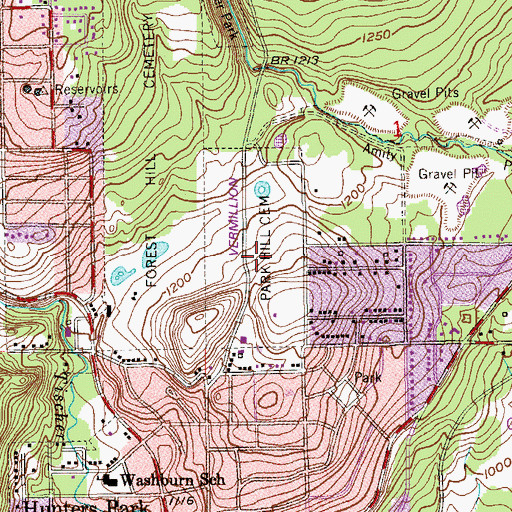 Topographic Map of Park Hill Cemetery, MN