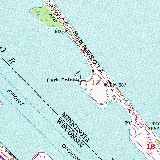 Topographic Map of Park Point, MN