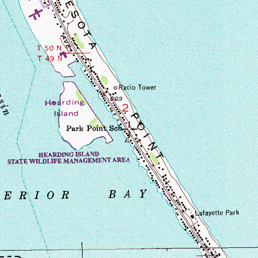 Topographic Map of Park Point School, MN