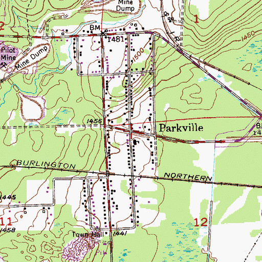 Topographic Map of Parkville, MN