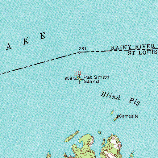 Topographic Map of Pat Smith Island, MN