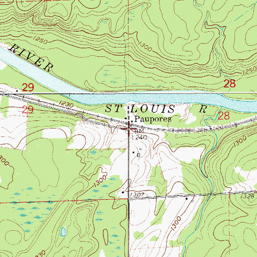 Topographic Map of Paupores, MN