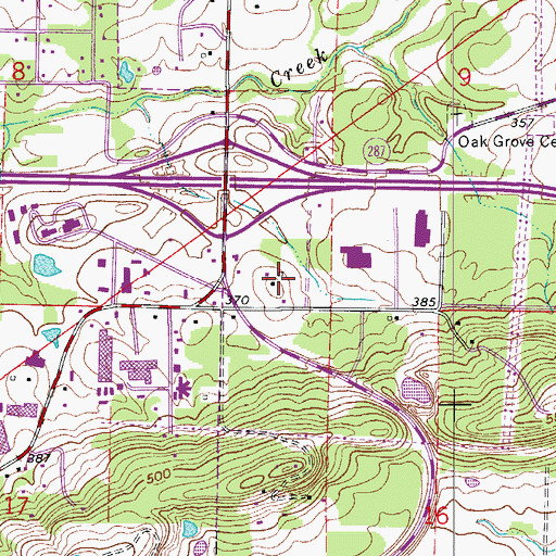 Topographic Map of Ruby Croom Industrial Park, AR