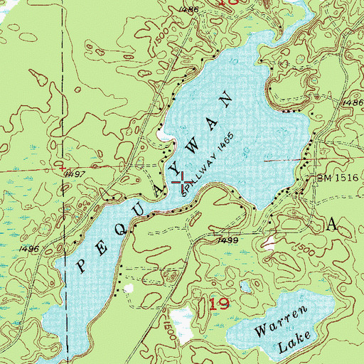 Topographic Map of Pequaywan Lake, MN