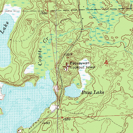 Topographic Map of Pequaywan Lookout Tower, MN