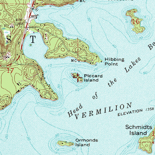 Topographic Map of Piccard Island, MN