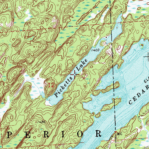 Topographic Map of Picketts Lake, MN