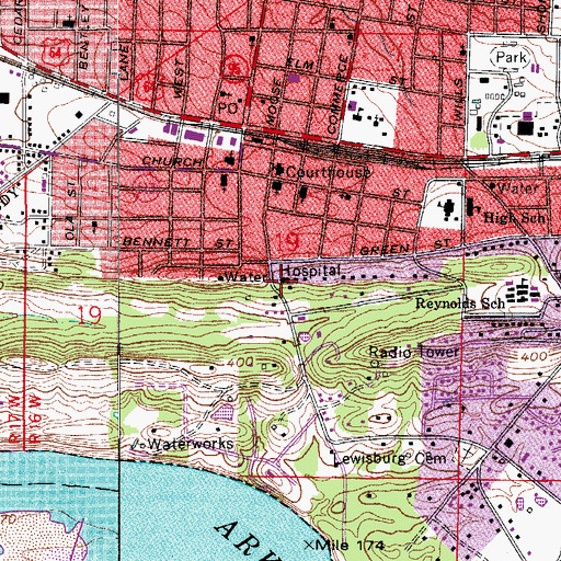 Topographic Map of Saint Anthonys Hospital, AR