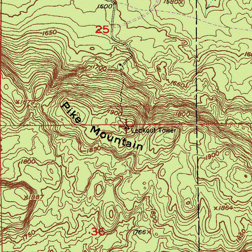 Topographic Map of Pike Mountain, MN