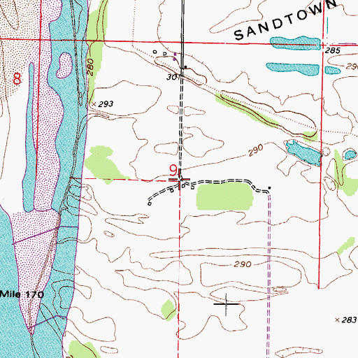Topographic Map of Sandtown (historical), AR