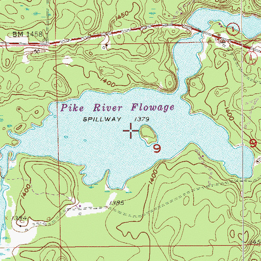 Topographic Map of Pike River Flowage, MN