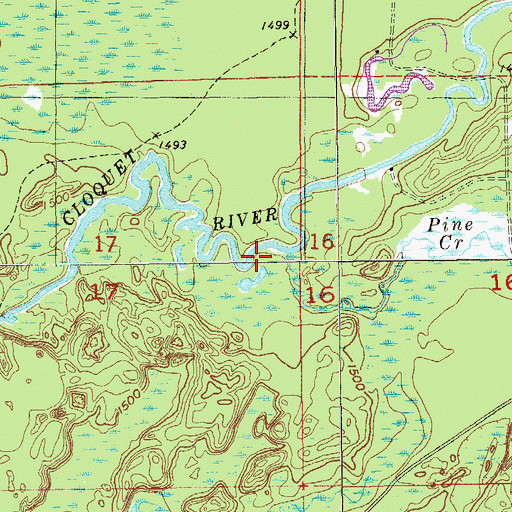 Topographic Map of Pine Creek, MN