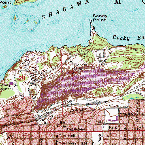 Topographic Map of Pioneer Mine, MN