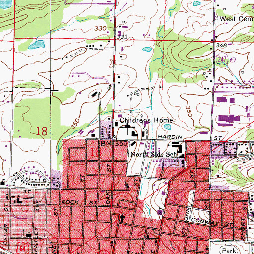 Topographic Map of Southern Christian Childrens Home, AR