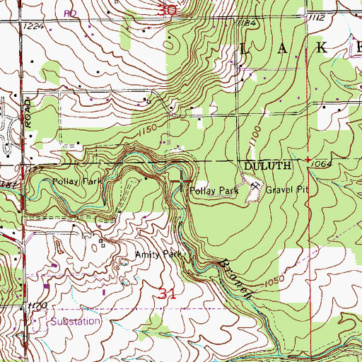 Topographic Map of Pollay Park, MN