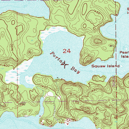 Topographic Map of Portage Bay, MN