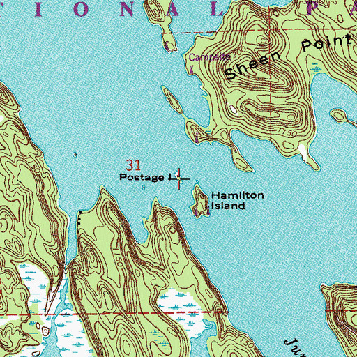Topographic Map of Postage Island, MN