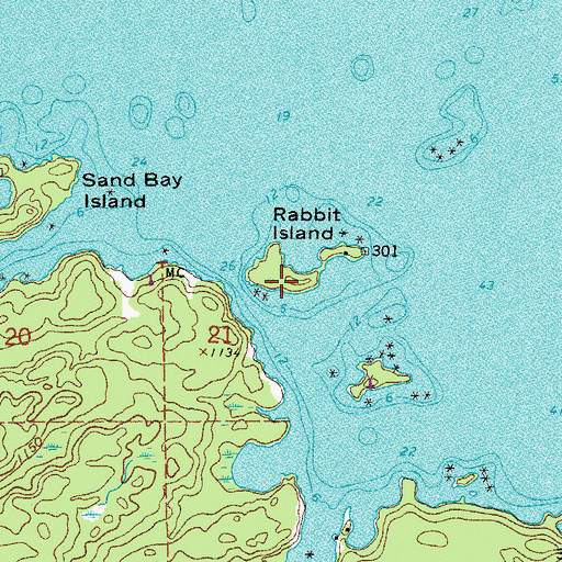 Topographic Map of Rabbit Island, MN