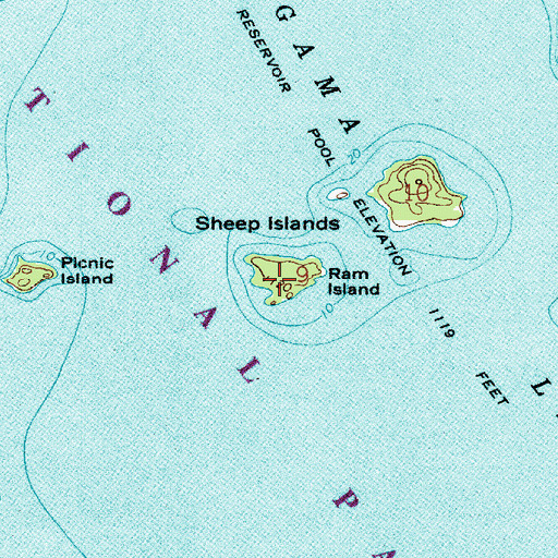 Topographic Map of Ram Island, MN
