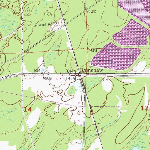 Topographic Map of Ramshaw, MN