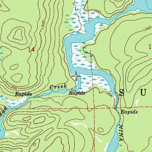 Topographic Map of Ramshead Rapids Creek, MN