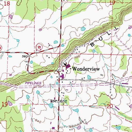 Topographic Map of Wonderview High School, AR