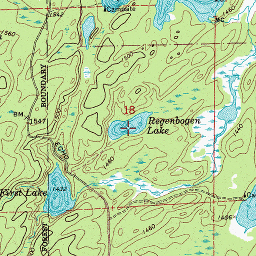Topographic Map of Regenbogen Lake, MN