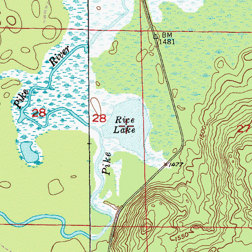 Topographic Map of Rice Lake, MN