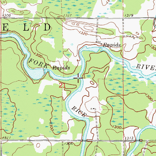 Topographic Map of Rice River, MN